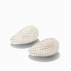 Jewels by Sunaina Silver Pave‎ Teardrop Stud Earrings